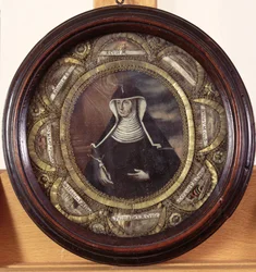 Santa María Crescentia Hoess (1682-1744) rodeada de reliquias de la santa