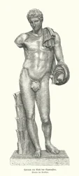 Estatua del dios griego antiguo Hermes como el dios de los gimnastas