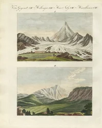 Montañas Extrañas (grabado coloreado)