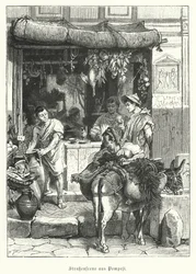 Escena callejera en la antigua ciudad romana de Pompeya