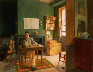 Estudiante Trabajando en su Escritorio
