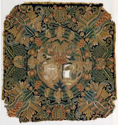 Funda de cojín con armadura de tapiz, posiblemente de Baja Sajonia, fabricada en el siglo XVII (lana)