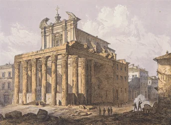 Templo de Antonino y Faustina, Roma (litografía en color)