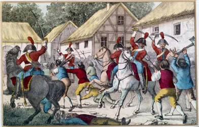 El ejército francés tomado por los campesinos prusianos