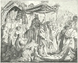 El emperador del Sacro Imperio Romano Germánico Carlos IV entrando en Lübeck