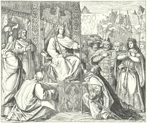 El Emperador del Sacro Imperio Romano Germánico Enrique VII llama a su hijo, Juan de Bohemia
