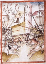 Los romanos atacando Augsburgo, c.1490