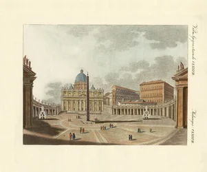 La Catedral de San Pedro en Roma (grabado en color)