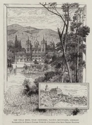 La Villa Reiss, cerca de Cronberg, Montañas Taunus, Alemania (grabado)