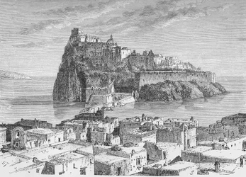 El castillo de la isla volcánica de Ischia