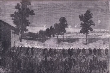 La salida de Cachan, Historia de la Guerra entre Francia y Alemania de Cassell, publicada por Cassell and Company Limited, c.1890 (litografía)