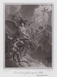 El alma de Judas camino al Infierno (grabado)