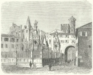 Tumbas de los Scaligeri, gobernantes medievales de Verona (grabado)