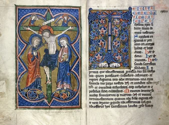 Dos páginas de un Misal del siglo XIII en latín, de la región del Rin Medio, c.1250-1300