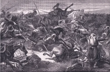 Ataque de Ulanos, Historia de la guerra entre Francia y Alemania de Cassell publicada por Cassell and Company Limited, c.1890