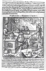 Usando azufre, de De Re Metallica por Georg Bauer (1494-1566), conocido como Agricola