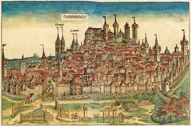 Vista de la ciudad de Núremberg, publicado en la Crónica de Núremberg, 1493