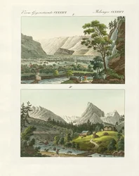 Vistas de Suiza (grabado coloreado)