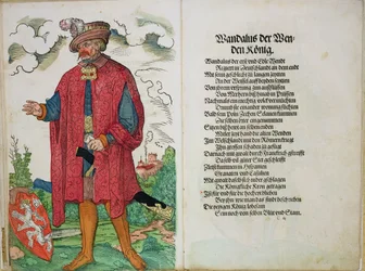 Wandalus, rey de los vendos, de «El origen de los primeros doce antiguos reyes y príncipes de la nación alemana», 1543