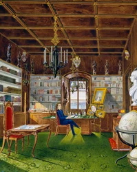 La biblioteca de Villa Lazarovich, residencia en Trieste de Maximiliano de Habsburgo (1832-1867), temple de Germano Prosdocimi