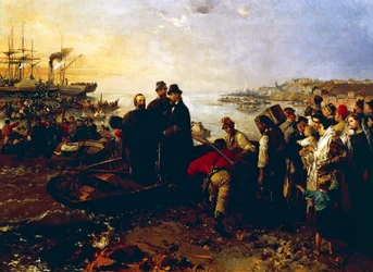 Embarque de los mil en Quarto, hacia 1860, de Gerolamo Induno (1825-1890), óleo sobre lienzo