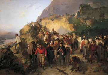Garibaldi herido en Aspromonte, por Gerolamo Induno