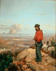 Unidad italiana: "" Retrato de Giuseppe Garibaldi (1807-1882) frente a Capua (Capua) en 1860"". Pintura de Gerolamo (Girolamo) Induno (1825-1890) 1861 Museo del Risorgimento, Milán