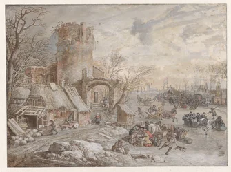 Paisaje invernal con entretenimiento de hielo