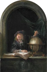 Astrónomo en una ventana