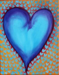 Corazones azules, 2023 (acrílico sobre lienzo)