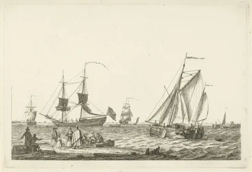 vista del rio Varios barcos sobre las olas (título de la serie)