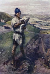 "En un campo surcado te encontró el labrador" (litografía en color)