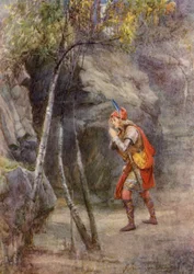 La obra de William Shakespeare Cymbeline (litografía en color)