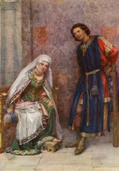 La obra de William Shakespeare: El rey Juan (litografía en color)