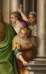 Transepto sur, Altar de la Visitación, Detalle del retablo de Gervaso Gatti, La Visitación de María a la prima Isabel 1583, Detalle del retablo