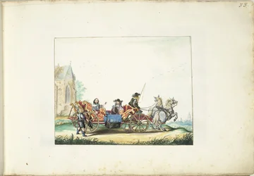 Niño mendigando por el carruaje de una pareja elegante