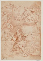 La Madonna y dos mujeres (las tres Marías) apareciendo en una visión a San Guillermo de Aquitania