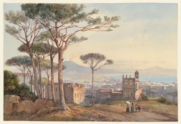 Nápoles desde la Conocchia, una de las cuatro pequeñas vistas de Nápoles de un «Album Amicorum»