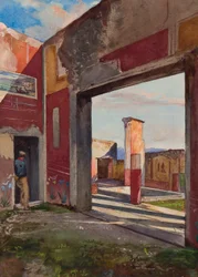 La Casa de Cástor y Pólux en Pompeya con un guía oficial, con adiciones de un alumno de Borbón
