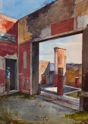 La Casa de Cástor y Pólux en Pompeya con un guía oficial, con añadidos de un alumno borbónico