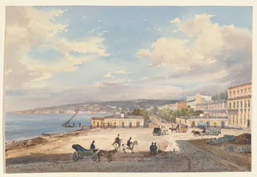 Vista desde Posillipo mirando hacia el norte, una de las cuatro pequeñas vistas de Nápoles de un «Album Amicorum»