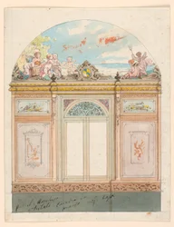 Dibujo, Decoración mural pintada, 1870