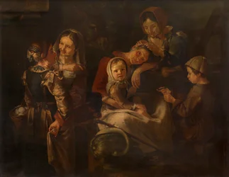 Campesinas y niños