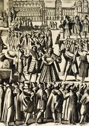 Charlatanes en la plaza de San Marcos en Venecia