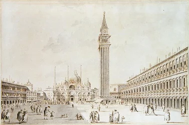 Vista de la Piazza San Marco hacia la Basílica y el Campanile