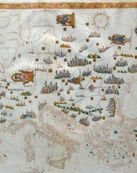 Mapa náutico, detalle de Europa Occidental, 1564