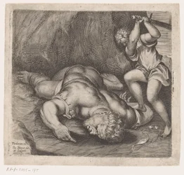 David decapita a Goliat Escenas posteriores a los frescos de Pordenone en el Santo Stefano de Venecia (título de la serie)