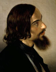 Retrato del pintor Scamuzza por Giovanni Trecourt (1812-1882)