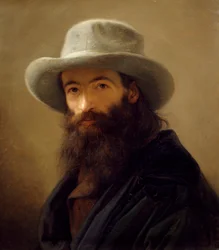 Autorretrato con vestido oriental de Giacomo Trecourt (1812-1882), óleo sobre lienzo, 80x65 cm, hacia 1843