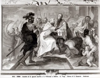 El encuentro de san Ignacio de Antioquía (m. hacia 107 d. C.) y san Policarpo de Esmirna (hacia 69-hacia 155 d. C.)